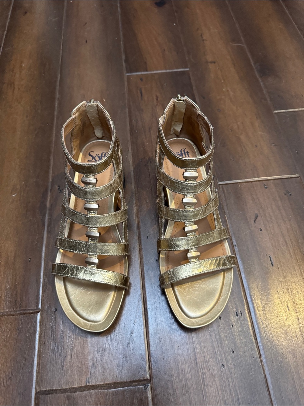 Women’s Metallic Gold Strappy Sandals